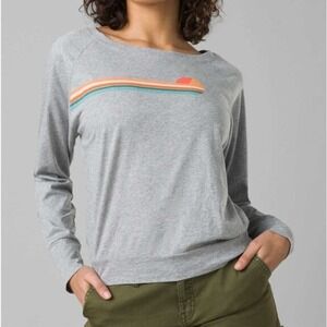 Prana Organic Long Sleeve Grey  Dolman Sun Tee Ladies Athleisure Size Large‎